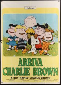 9s024 BOY NAMED CHARLIE BROWN Italian 2p '70 art of Charles M. Schulz's Snoopy & the Peanuts!