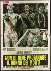9s043 DON'T OPEN THE WINDOW Italian 2p '74 great completely different zombie artwork!