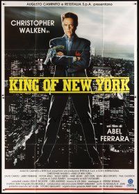 9s067 KING OF NEW YORK Italian 2p '91 Renato Casaro art of Christopher Walken. Abel Ferrara!