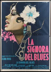 9s069 LADY SINGS THE BLUES Italian 2p '73 great Cesselon art of Diana Ross as Billie Holiday!