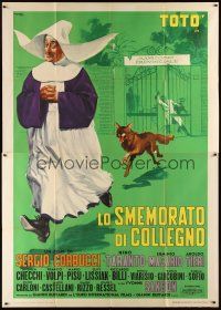 9s073 LO SMEMORATO DI COLLEGNO Italian 2p '62 wacky Nistri art of Toto as a nun running from dog!