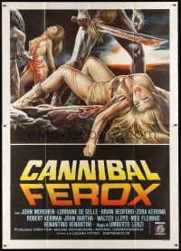 9s075 MAKE THEM DIE SLOWLY Italian 2p '87 Umberto Lenzi's Cannibal Ferox, wild torture artwork!