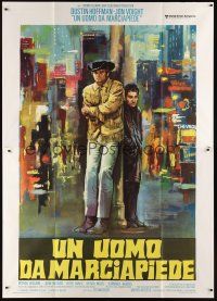 9s078 MIDNIGHT COWBOY Italian 2p R80 art of Dustin Hoffman & Jon Voight, John Schlesinger classic!