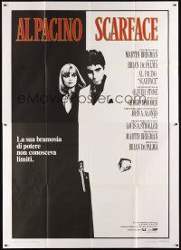 9s095 SCARFACE Italian 2p '84 Al Pacino as Tony Montana, Michelle Pfeiffer, De Palma, Oliver Stone