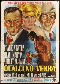 9s104 SOME CAME RUNNING Italian 2p R64 different Stefano art of Sinatra, Martin & MacLaine!