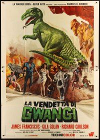9s117 VALLEY OF GWANGI Italian 2p '69 Ray Harryhausen, different dinosaur art by P. Franco!