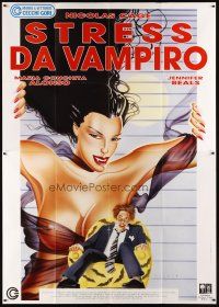 9s118 VAMPIRE'S KISS Italian 2p '88 Nicolas Cage, Maria Conchita Alonso, different Cecchini art!