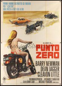 9s119 VANISHING POINT Italian 2p '71 best different art of mostly naked sexy girl on motorcycle!