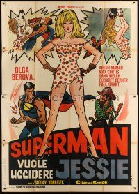 9s122 WHO WANTS TO KILL JESSIE? Italian 2p '66 Superman does, great pop art like Batman TV series!