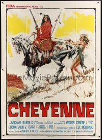 9s124 WINTERHAWK Italian 2p '76 art of Native American on horse with bound white woman, Cheyenne!