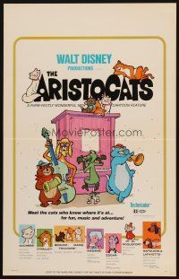 9s329 ARISTOCATS WC '71 Walt Disney feline jazz musical cartoon, great colorful image!