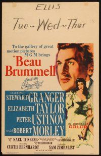9s341 BEAU BRUMMELL WC '54 art of sexy full-length Elizabeth Taylor & Stewart Granger!