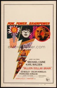 9s352 BILLION DOLLAR BRAIN WC R68 Michael Caine, Karl Malden, Ken Russell, Caine vs. Brain!