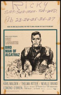 9s353 BIRDMAN OF ALCATRAZ WC '62 Burt Lancaster, the only art on this title by Bob Peak!