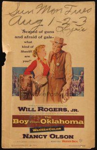 9s358 BOY FROM OKLAHOMA WC '54 directed by Michael Curtiz, Will Rogers Jr, & Nancy Olson!