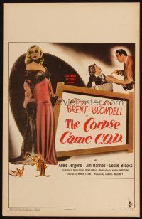 9s378 CORPSE CAME C.O.D. WC '47 Joan Blondell, George Brent, sexy Adele Jergens in negligee!