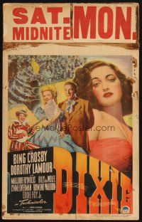 9s393 DIXIE WC '43 artwork of Bing Crosby, sexy Dorothy Lamour & Marjorie Reynolds!