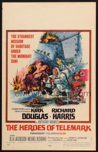 9s453 HEROES OF TELEMARK WC '66 Kirk Douglas & Richard Harris stop Nazis from making atom bomb!