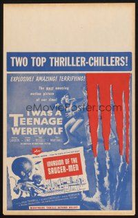 9s466 I WAS A TEENAGE WEREWOLF/INVASION OF SAUCER-MEN Benton WC '57 two top AIP thriller-chillers!