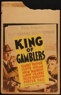 9s491 KING OF GAMBLERS WC '37 Claire Trevor, gambling addict Lloyd Nolan, cool roulette wheel art!