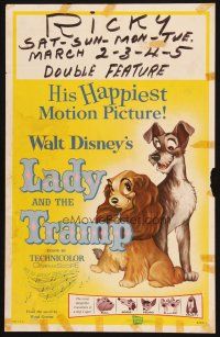 9s494 LADY & THE TRAMP WC R62 Walt Disney romantic canine dog classic cartoon!