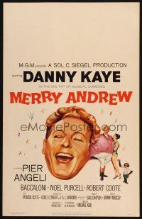 9s524 MERRY ANDREW WC '58 art of laughing Danny Kaye, Pier Angeli & chimp!