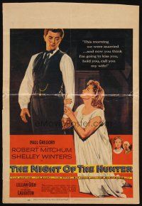 9s537 NIGHT OF THE HUNTER WC '55 Robert Mitchum, Shelley Winters, Charles Laughton classic noir!