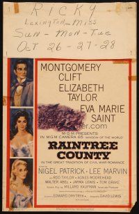 9s570 RAINTREE COUNTY WC '57 art of Montgomery Clift, Elizabeth Taylor & Eva Marie Saint!