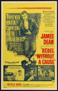 9s573 REBEL WITHOUT A CAUSE Benton REPRO WC '90s Nicholas Ray, classic image of James Dean!