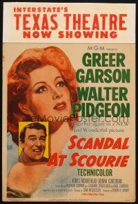 9s584 SCANDAL AT SCOURIE WC '53 great close up art of Greer Garson + inset Walter Pidgeon!