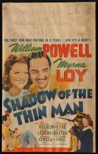 9s585 SHADOW OF THE THIN MAN WC '41 William Powell, Myrna Loy, Dickie Hall & Asta the Dog!
