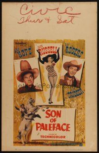 9s592 SON OF PALEFACE WC '52 Roy Rogers & Trigger, Bob Hope, sexy Jane Russell!