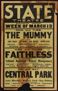 9s595 STATE THEATRE MARCH 13 WC '32 The Mummy with Boris Karloff, Scram with Laurel & Hardy!