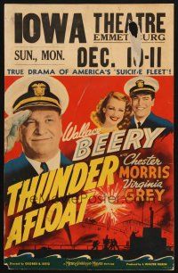9s618 THUNDER AFLOAT WC '39 art of sailors Wallace Beery & Chester Morris, Virginia Grey!