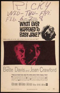 9s634 WHAT EVER HAPPENED TO BABY JANE? WC '62 Robert Aldrich, scariest Bette Davis & Joan Crawford!
