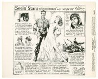 9t453 CONQUEROR 8x10 still '59 cool comic book art of John Wayne & sexy Susan Hayward!