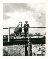 9t543 GENE AUTRY 8x10 still '49 standing on wooden bridge with his horse Champion by Crosby!