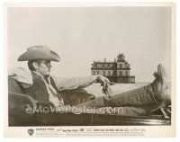 9t552 GIANT 8x10 still '56 classic image of James Dean sitting in car in front of Reata!
