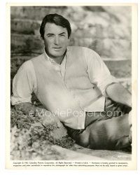 9t587 GREGORY PECK 8x10 still '61 great close portrait wearing vest seated outside!