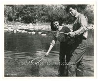 9t147 GUN FURY candid 8x10 still '53 Rock Hudson & Donna Reed fishing on their day off by Crosby!