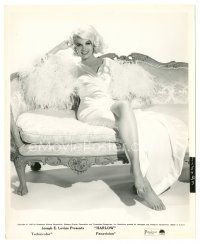 9t601 HARLOW 8x10 still '65 sexiest Carroll Baker in the title role sitting on couch!