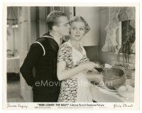 9t610 HERE COMES THE NAVY 8x10 still '34 James Cagney kissing pretty Gloria Stuart on the cheek!