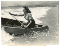 9t650 JANE WYATT 7.25x9.5 still '41 great close up paddling her own canoe through ocean waves!