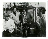 9t170 JAWS candid 8x9.75 still '75 incredible c/u of Spielberg, Scheider, Dreyfuss & Shaw on ship!