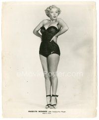 9t727 MARILYN MONROE 8x10 still '50s full-length portrait in sexy swimsuit & high heels!