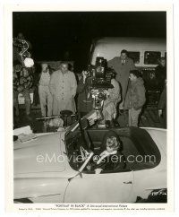 9t231 PORTRAIT IN BLACK candid 8x10 still '60 cameras film Sandra Dee in her foreign sports car!