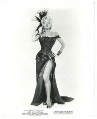 9t851 RIVER OF NO RETURN 8x10 still '54 standing c/u of sexy Marilyn Monroe w/ fishnet stockings!