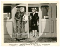9t867 SENSATIONS OF 1945 8x10 still '44 pretty Mimi Forsythe greets W.C. Fields in fur coat on train