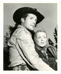 9t975 WAGON TRAIN TV 8x10 still '59 close up of cowboy star Robert Horton & Jan Sterling!
