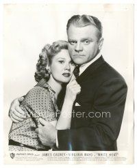 9t986 WHITE HEAT 8x10 still '49 portrait of James Cagney holding scared Virginia Mayo!